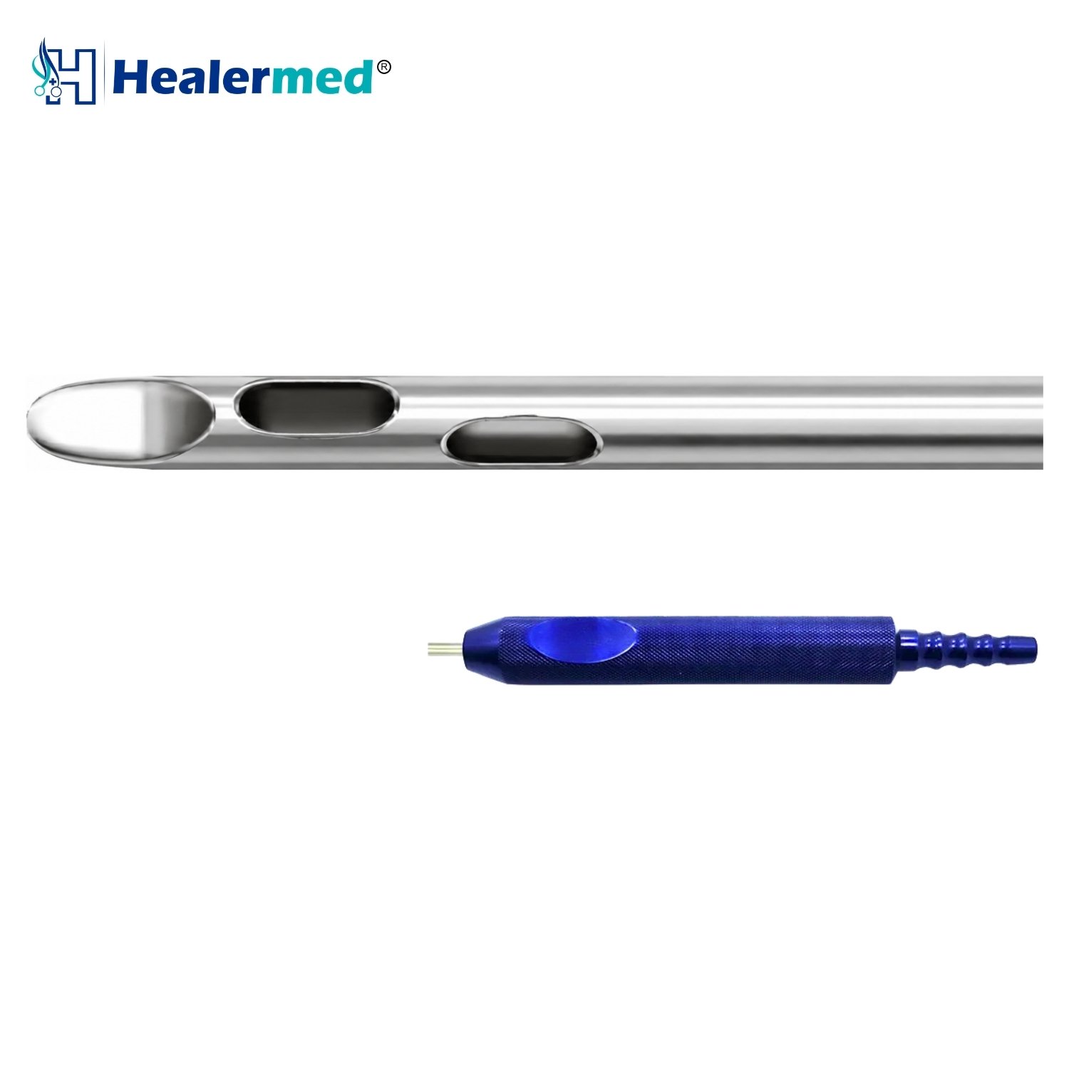 Tapered tip two spiral holes liposuction cannula, German stainless steel