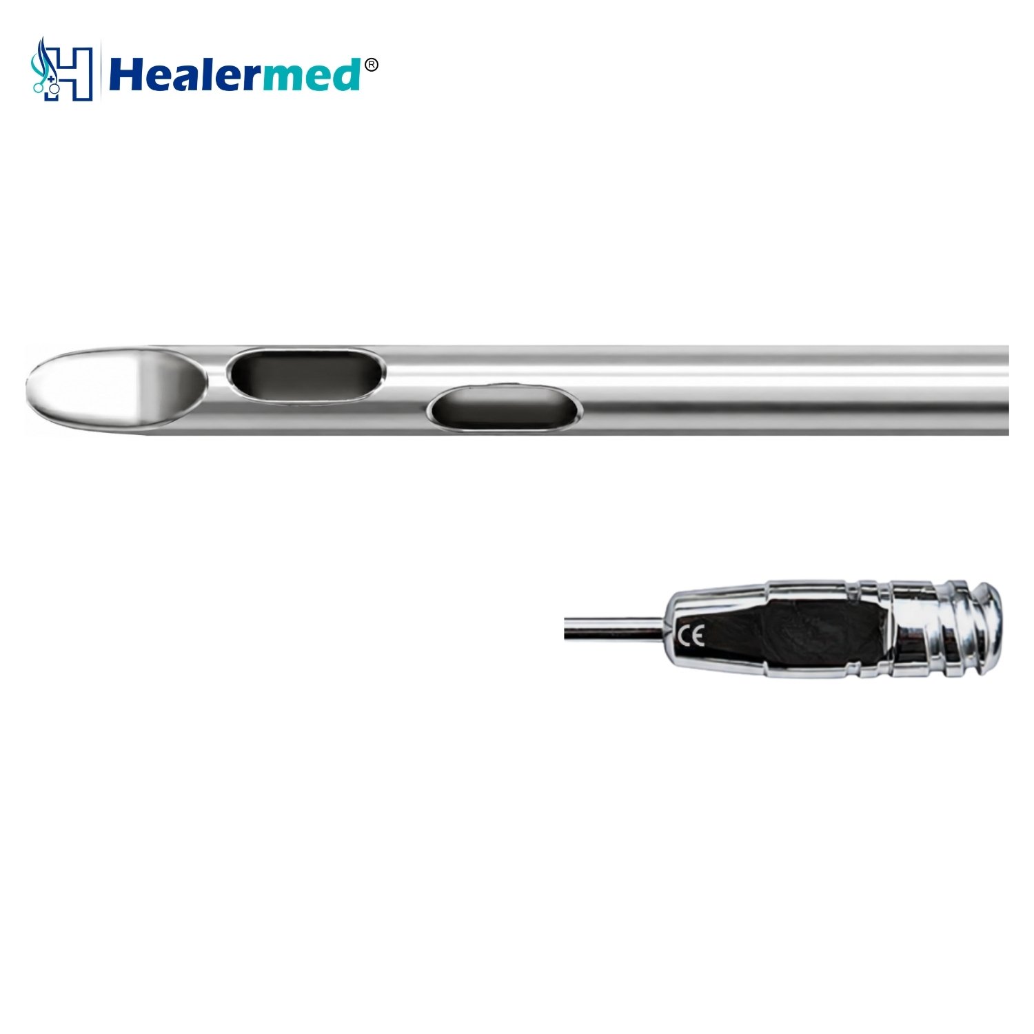 Tapered Tip Two Spiral Holes liposuction cannula with Stainless Steel Luer Lock hub, German stainless steel