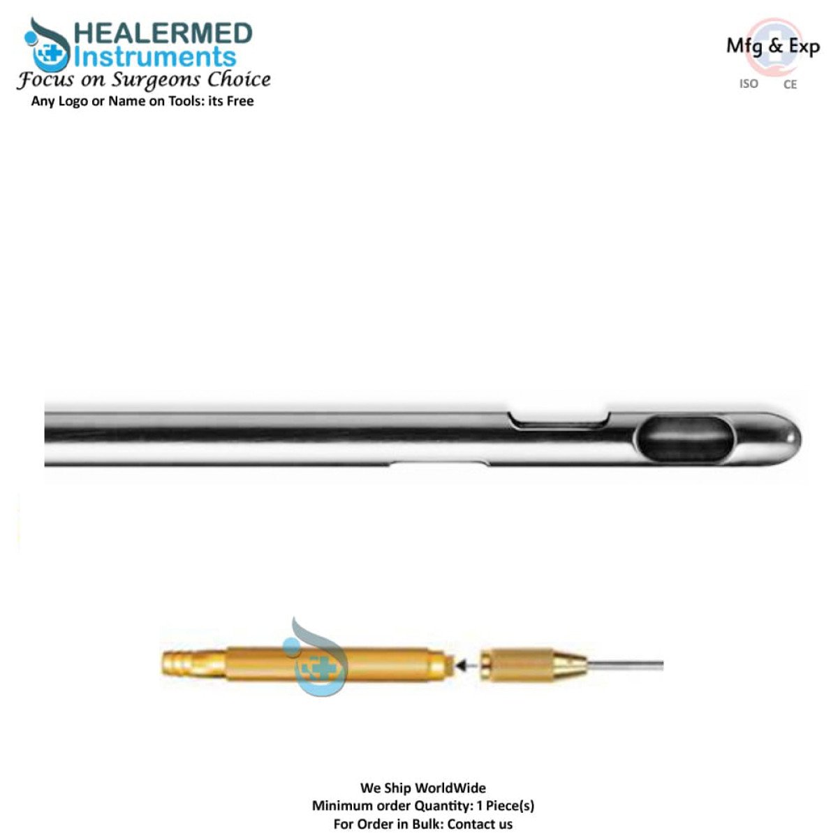 3 Spiral Port Cannula (Carraway Style) cannula with threaded hub connector