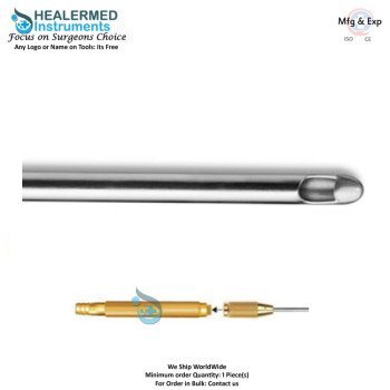 Blunt Tip Injector round cannula with threaded hub connector