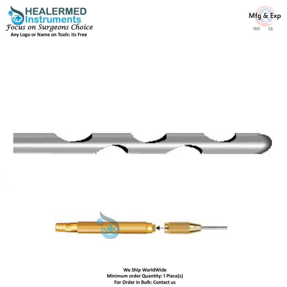 Cobra Liposuction General Suction Cannula Round Tip with threaded hub connector