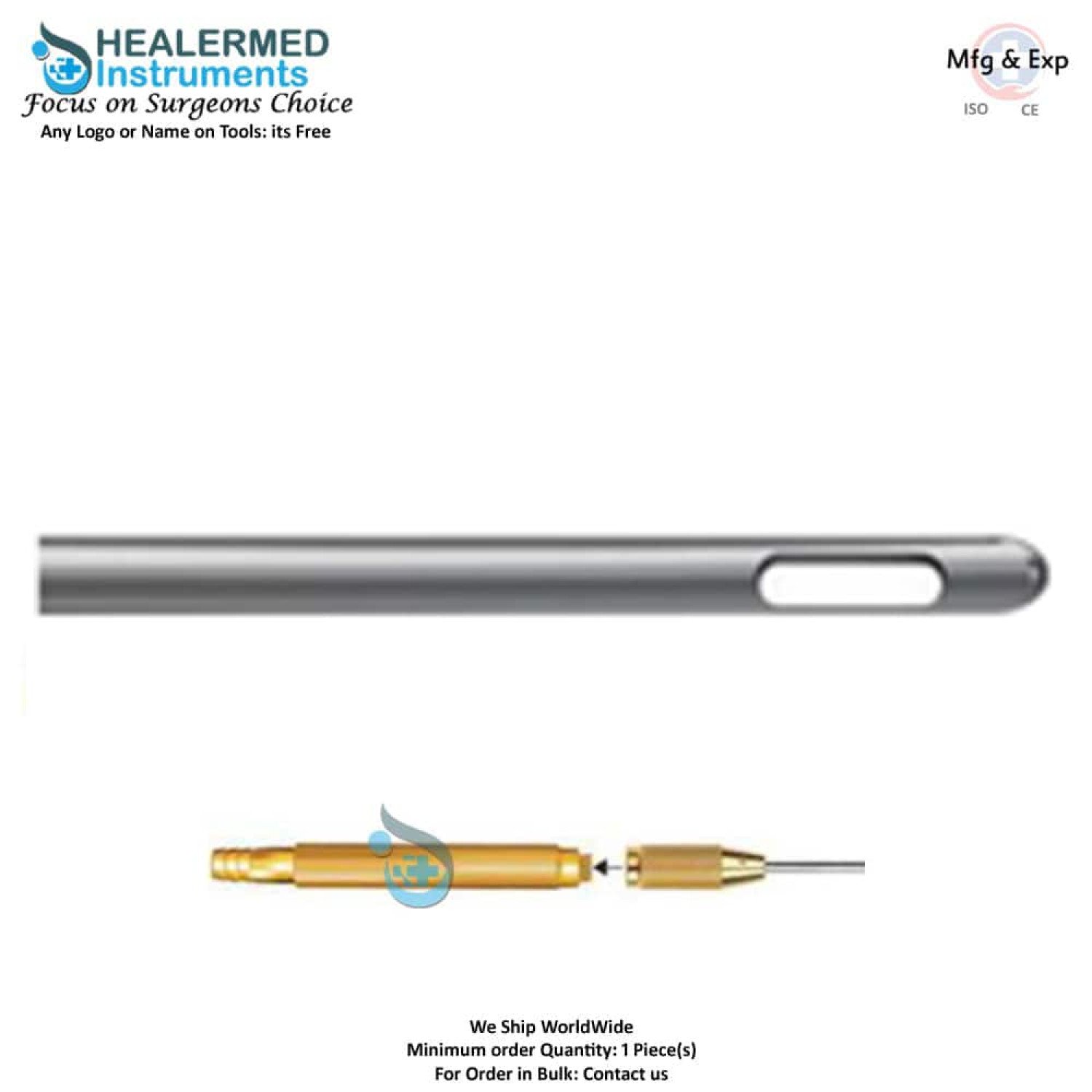 Cobra Style Round Tip cannula with threaded hub connector