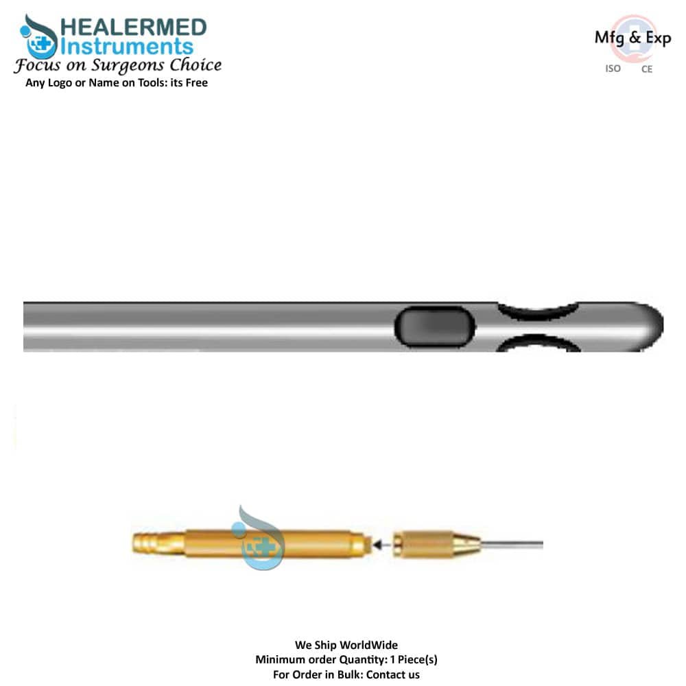 One Central Port and one Parallel Ports Liposuction cannula with threaded hub connector
