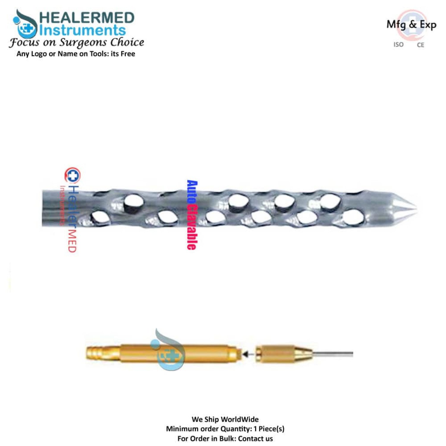 Rasp Becker Grater Round liposuction cannula threaded hub connector Rasp Becker Grater Round liposuction cannula threaded hub connector