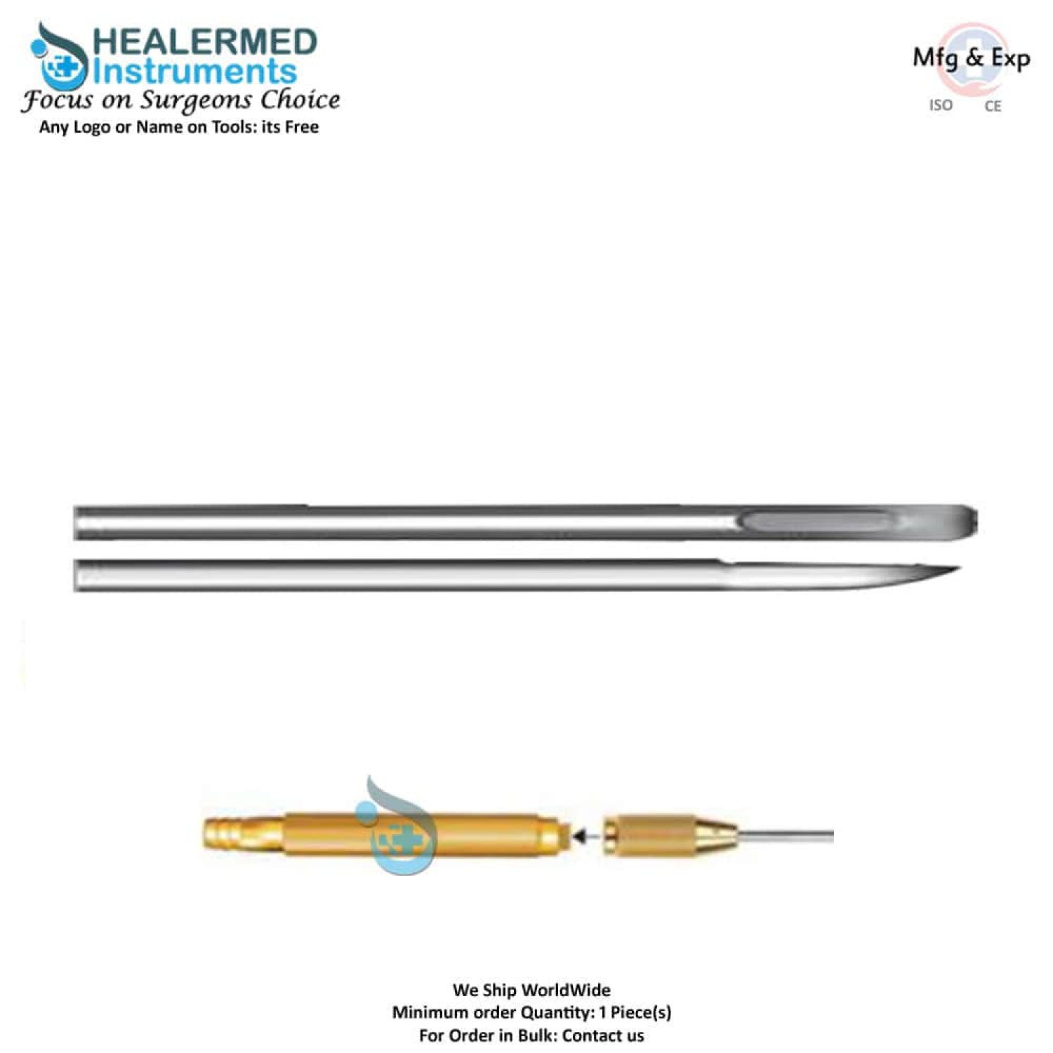 Single Hole Field Flap cannula With elevated leading edge with threaded hub connector Single Hole Field Flap cannula With elevated leading edge with threaded hub connector