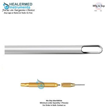 Single open square hole Liposuction cannula  with threaded hub connector
