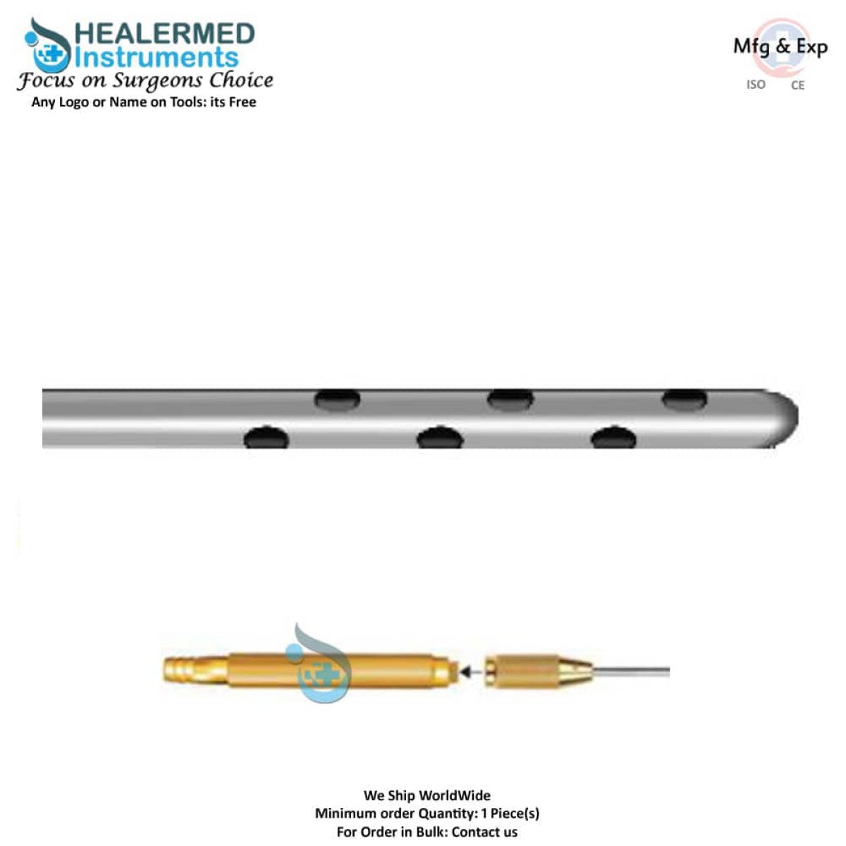 Six Zigzag Round Holes Liposuction Cannula with threaded hub connector