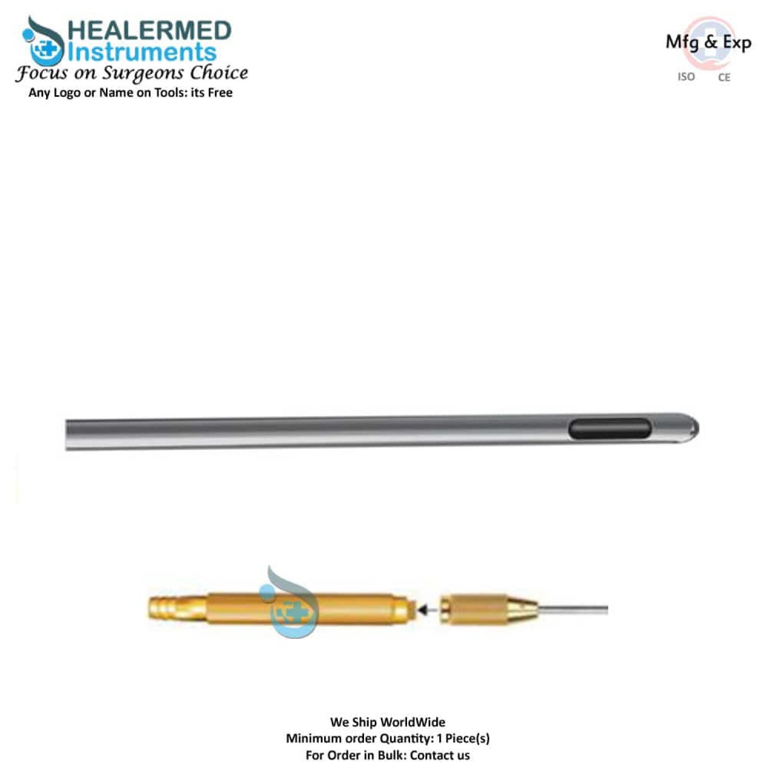 Standard Single Hole Liposuction cannula with threaded hub connector Standard Single Hole Liposuction cannula with threaded hub connector