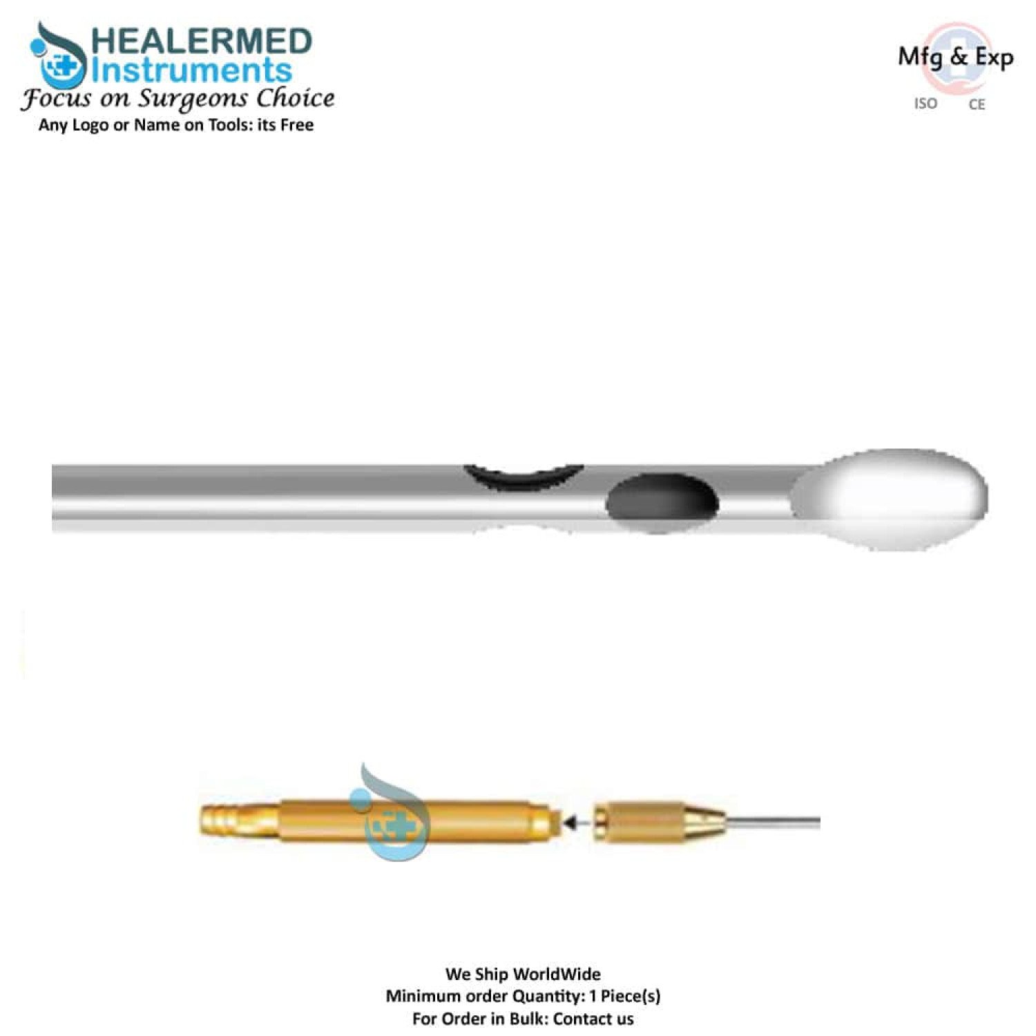 Three holes Two parallel one upper hole with spatula tip with threaded hub connector