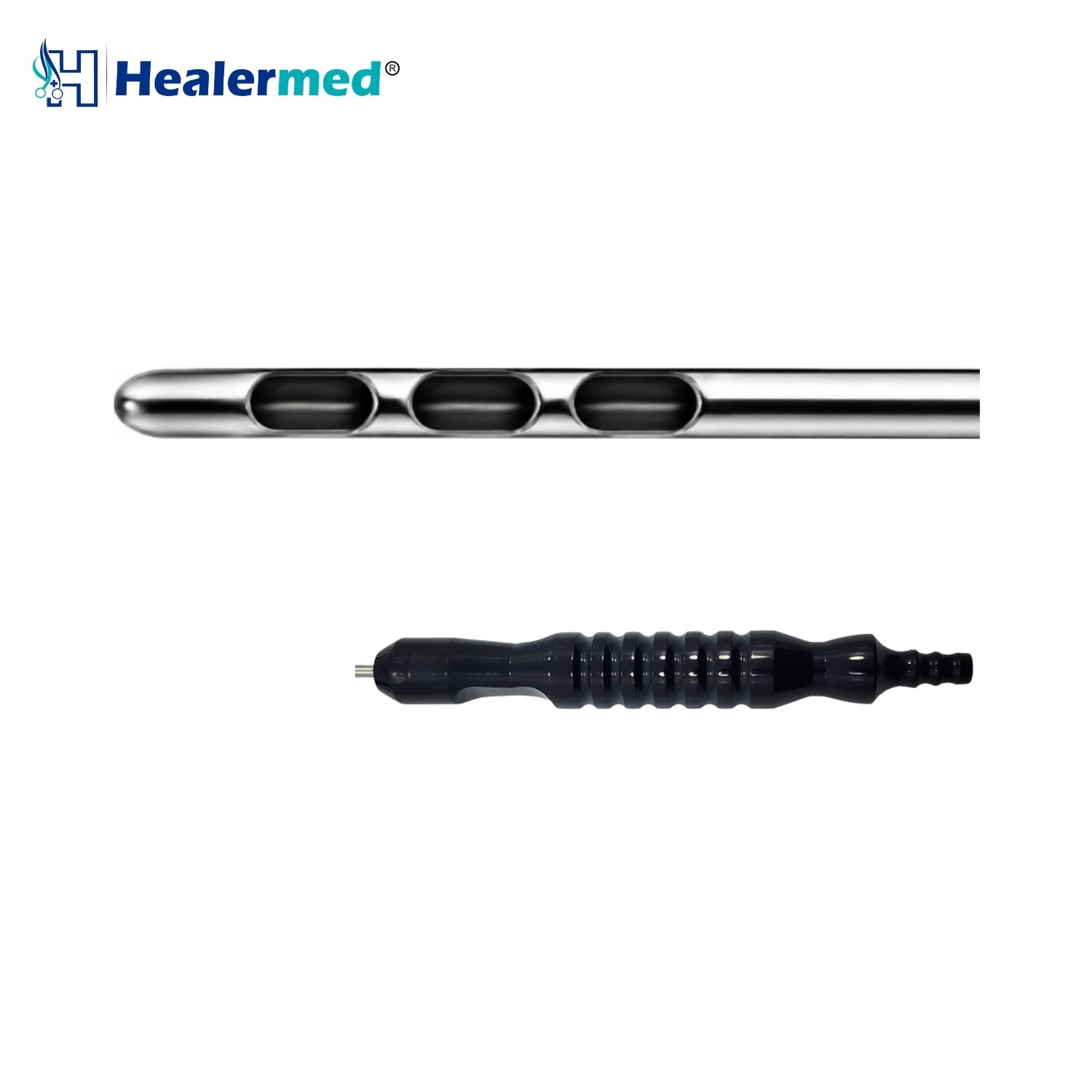 Black Power Handle Three Port In Line Liposuction Cannula, German stainless steel