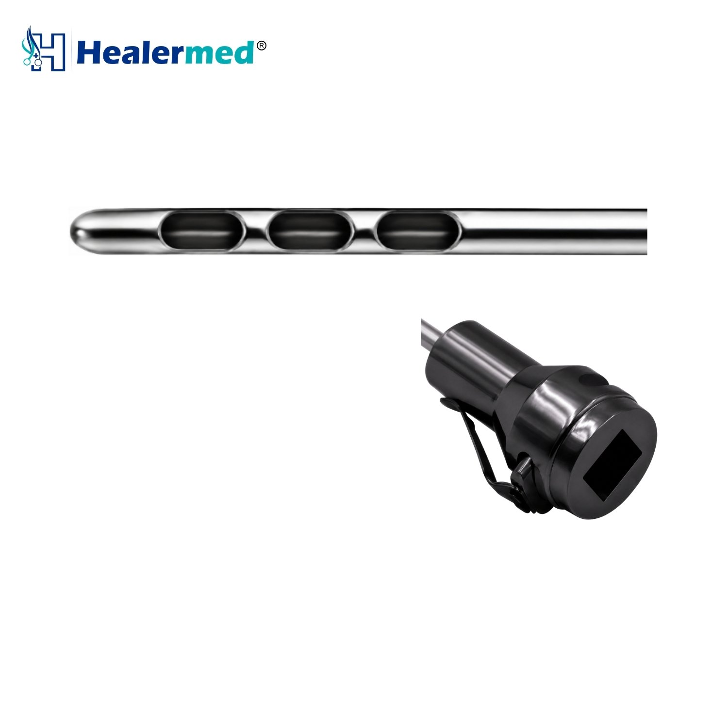 Vibrasat quick lock compatible Three Port In Line Liposuction Cannula, German stainless steel