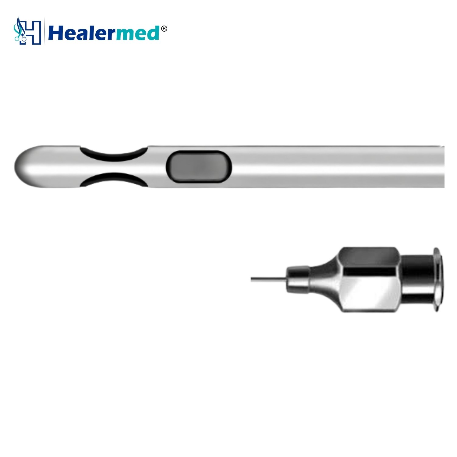 Two parallel ports one central port liposuction cannula with leading parallel pair, German stainless steel
