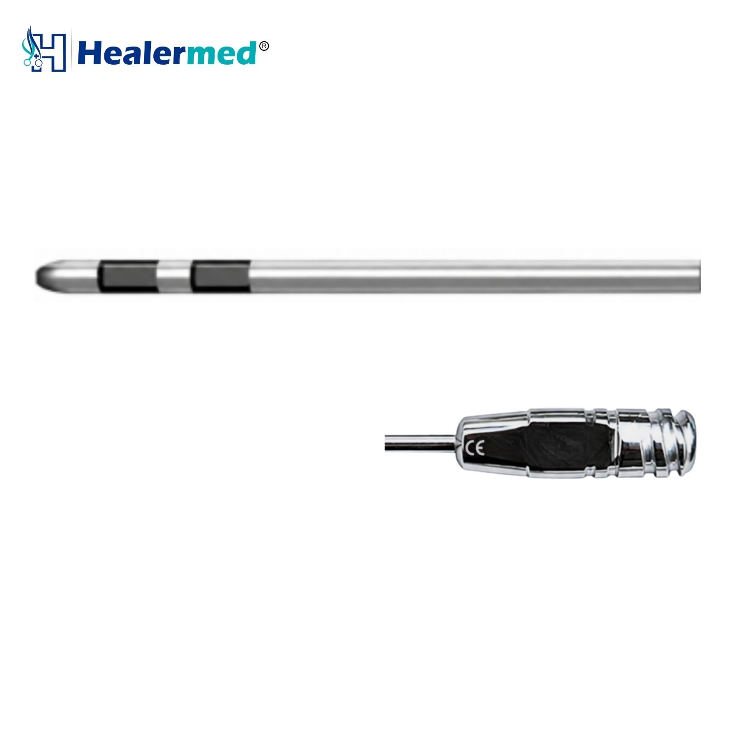 Two Square Ports In Line liposuction cannula with Stainless Steel Luer Lock hub, German stainless steel