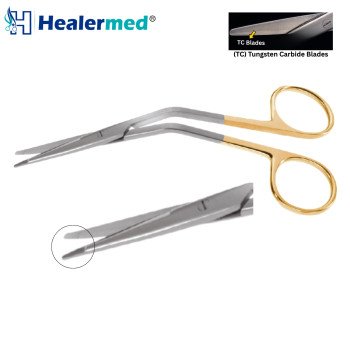 Aston Serrated Scissors, Angled, Tc Tungsten Carbide