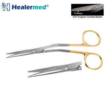 Fomon Serrated Scissors, Angled, Tungsten Carbide (TC)
