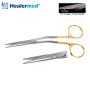 Fomon Serrated Scissors, Angled, Tungsten Carbide (TC)