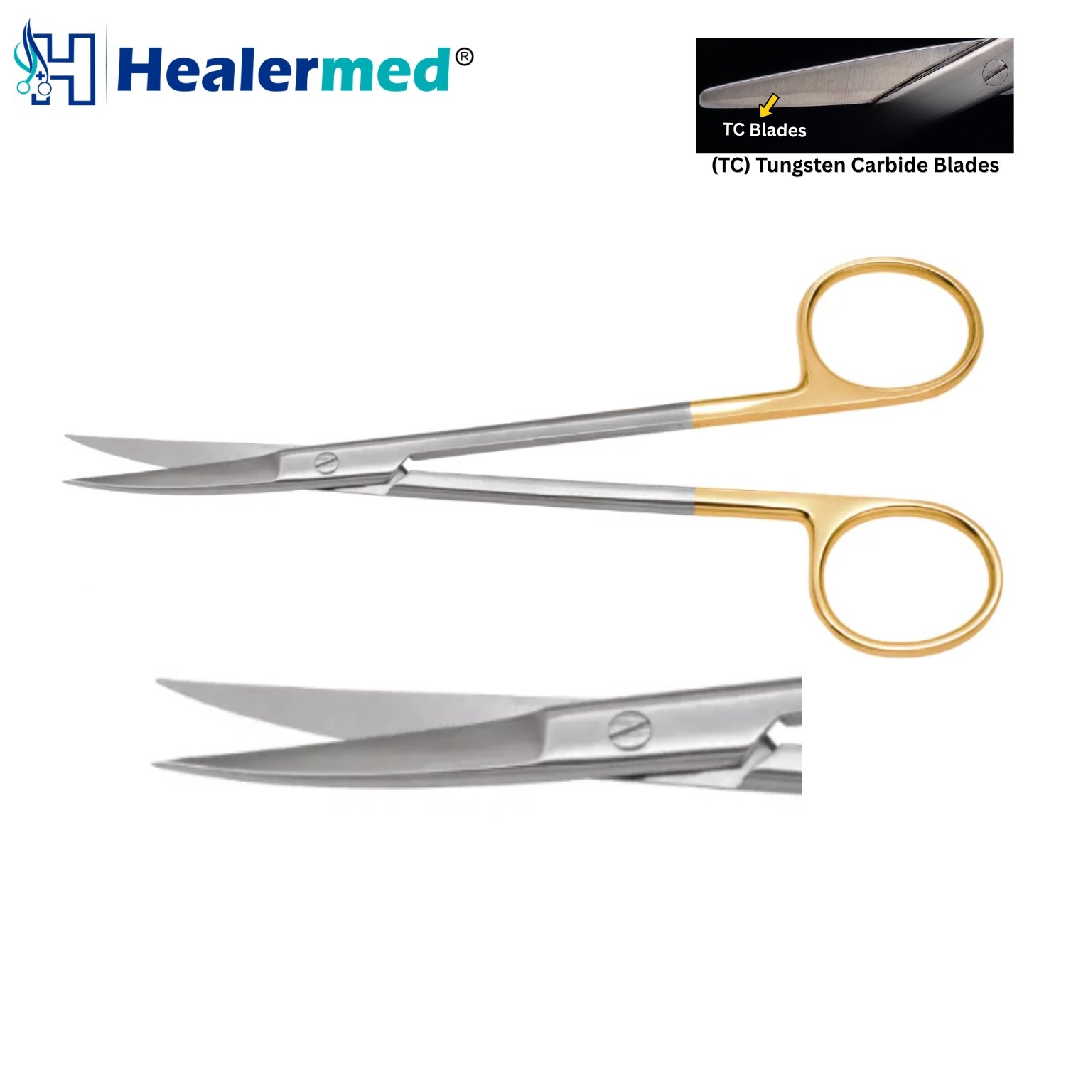 Premium 5.5 inch Joseph nasal scissors with sharp tips, tungsten carbide cutting edges, and gold-plated ring handles.
