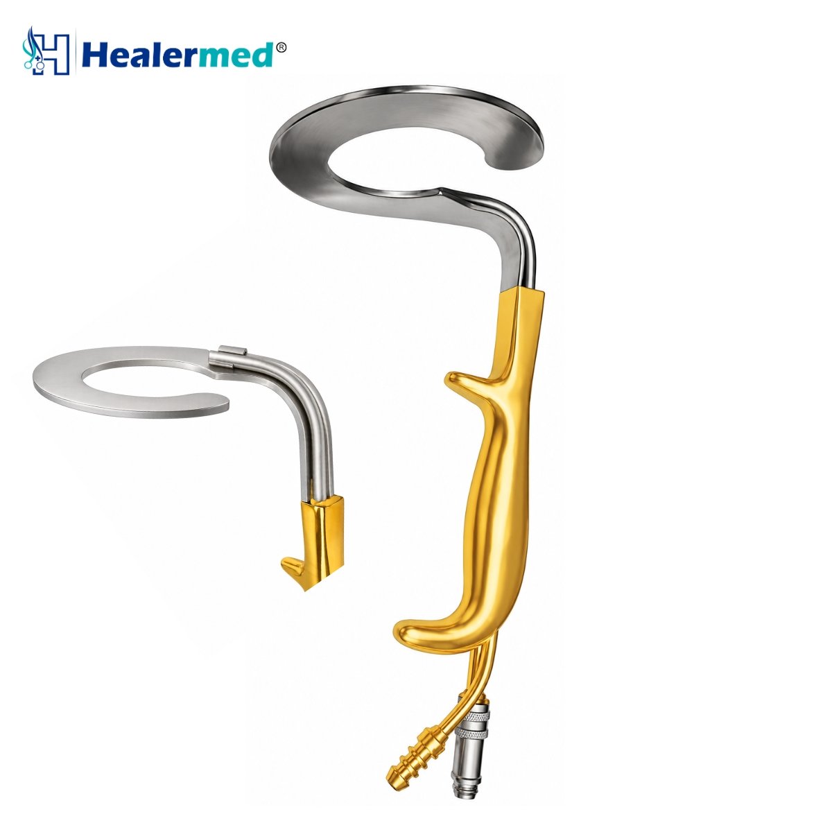 C Circular Breast Retractor with Fiber Optic Light Guide and Suction Stainless Steel Surgical Instrument