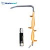 Ferreira double handle breast retractor featuring integrated fiber optic light guide channel and suction tube