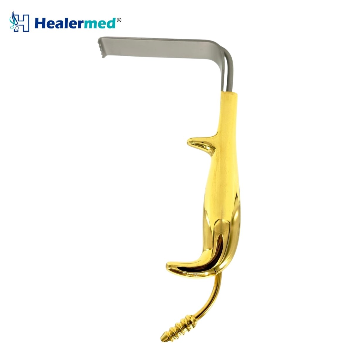 Tebbetts Breast Retractor with Teeth and Suction Gold Handle Surgical Instrument