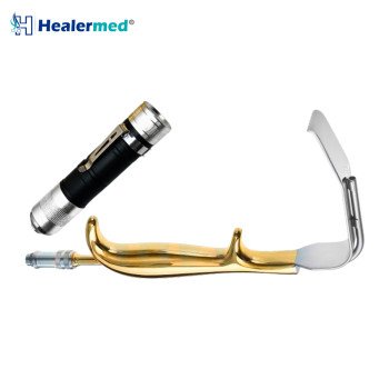 Tebbetts Fiber Optic Breast Retractor with Serrated Teeth Blade for Breast Augmentation Surgery