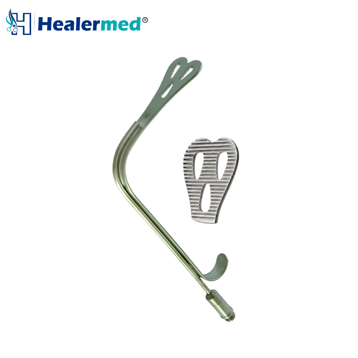 Wieder breast and facial retractor with fiber optic light guide serrated blade stainless steel surgical instrument