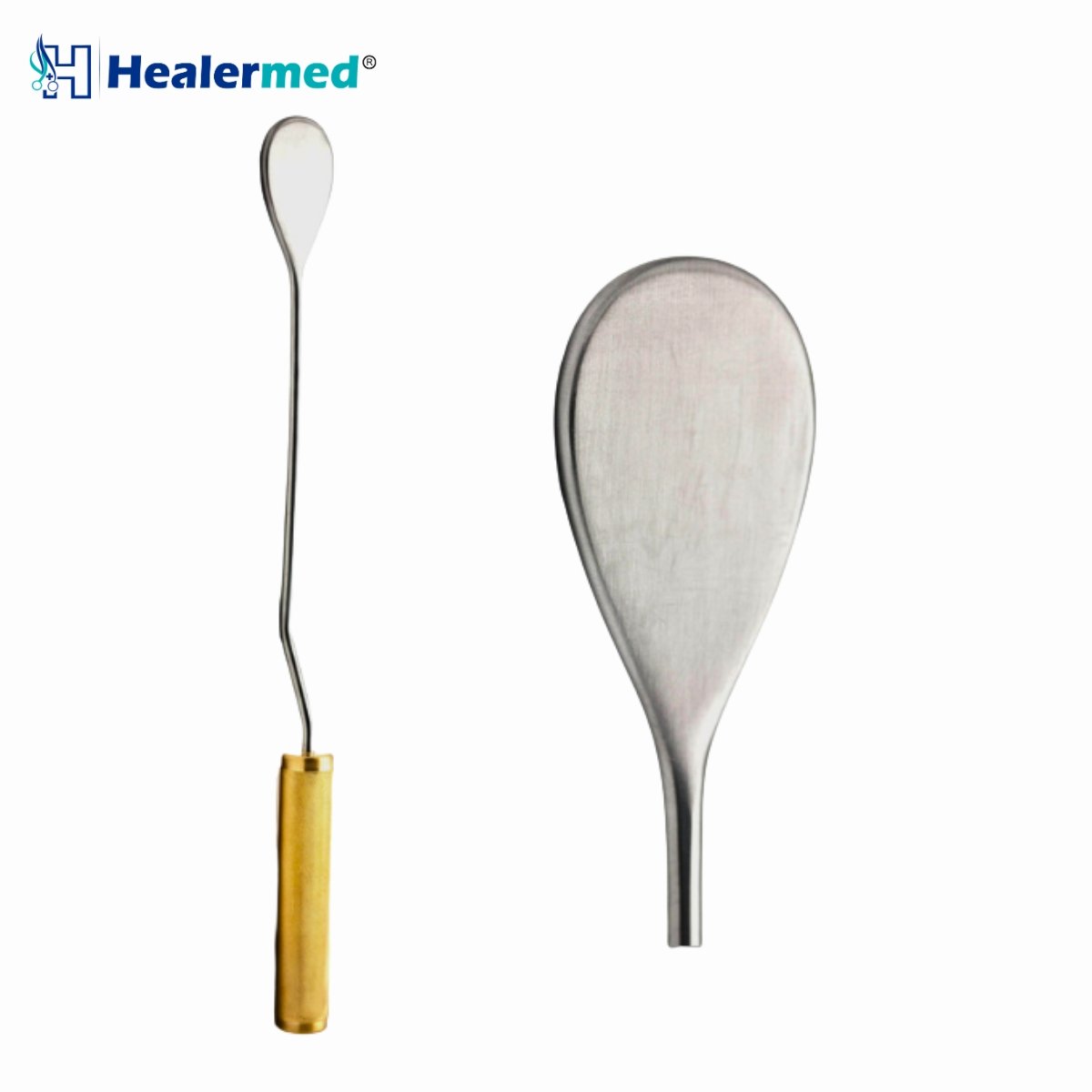 MacCollum Dingman breast dissector showing the blunt spoon-shaped tip and ergonomic handle for plastic surgery pocket creation.